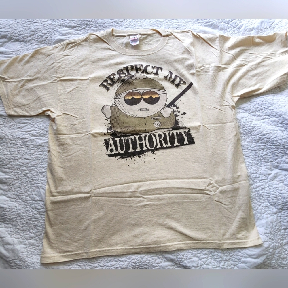 South Park Graphic T-Shirt with Cartmen, 100% Cotton, 2XL, Cream Color